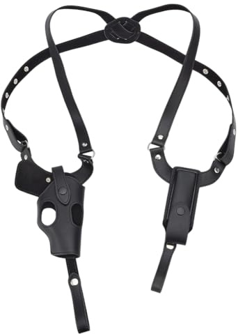 NBEADS Shoulder Holster, Black Adjustable Vertical Gun Holster with Magazine Pouch PU Leather Concealed Carry Shoulder Holster for 1911 Glock 1911 and Most Kinds of Pistols, 148x18cm