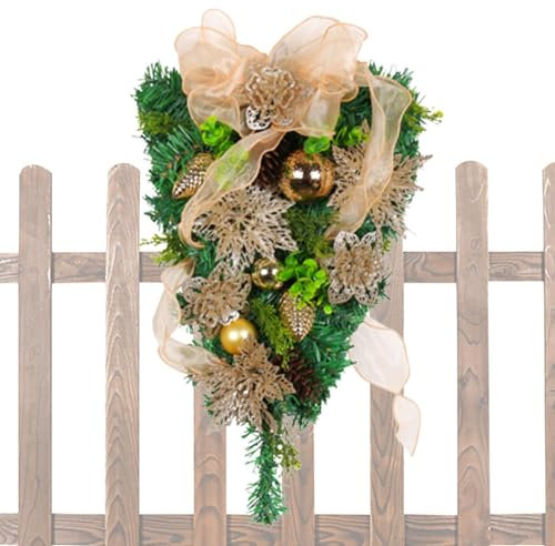 Weihnachtsgirlande für Haustür, Weihnachtskranz mit Schleife, künstliche Blume, Tannennadeln, Girlande, Ornament für Haustür, Kamin