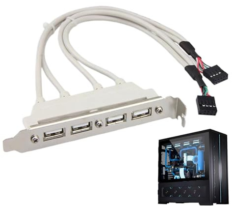 4 Ports USB 2.0 Port Slot Plate Adapter Panel USB 2.0 30cm Long 480Mbps | Motherboard Header Panel Mount Cable for PC Computer Desktop Case Front I/O Internal Motherboard USB