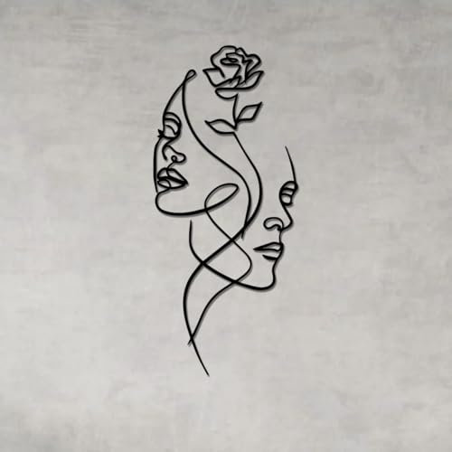 LDOZ Minimalistische abstrakte Frau Wandkunst aus Metall, Linienzeichnung Wandkunst Dekor, weibliches Zuhause hängend für Badezimmer Wohnzimmer