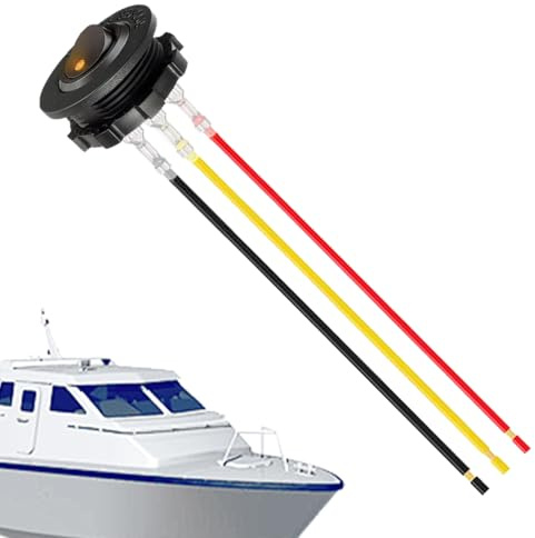 Interrupteur marche/arrêt 12 V - Interrupteur à bascule rond 12 V - Support de fixation avec fils pré-câblés - Glissière d'éclairage LED rouge pour camion automobile