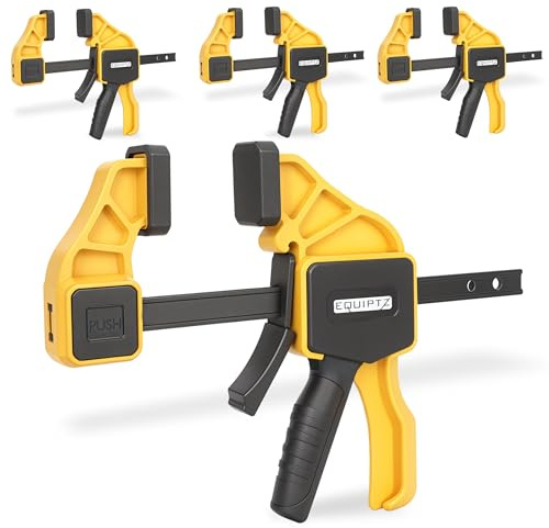 EQUIPTZ 6 Inch Bar Clamps for Woodworking - 4 Pack Quick Grip Clamps Set with 150 lbs Force - Wood Clamps for Gluing, Carpentry, DIY and Metalworking (6 Inch Size, 4 Pack)