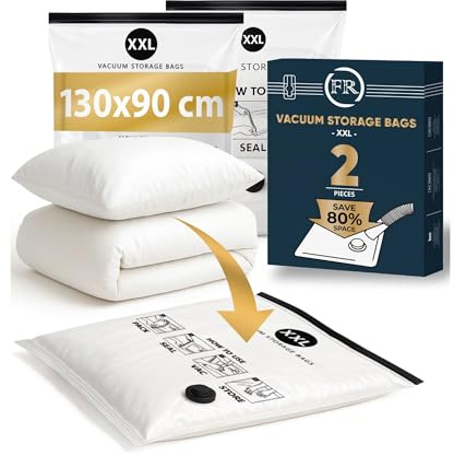 FiRiO XXL Sacchi Sottovuoto Piumoni e Coperte I 2 PEZZI I Taglia XXL: 130x90 cm I Sacchetti Sottovuoto Piumoni, Buste Sottovuoto Piumini I Large Vacuum Bags for Bedding I Sacchi Sottovuoto Grandi