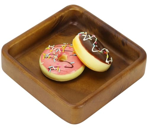 MultiBey Walnut Rectangular Serving Tray, Solid Wood Storage Platter | 5.7*5.7inch, Raised Edge Design, Lightweight, Food Storage, Easy Wipe Clean Surface, Design for Tables and Counters