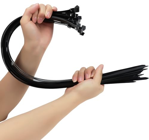 50 PCS Black Cable Ties Heavy Duty, 650mm x 9mm Long with 80 KGS Ultra Strong Tensile Strength, Large UV Resistant Cable Ties Extra Long Tie Wraps for Outdoor Use