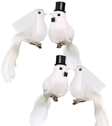 mkemka 4 Stück Tauben Hochzeit Tauben Mit Clip Taubenpaar Hochzeit Deko Künstliche Vögel Deko Figuren Taube Klein Hochzeitsdeko
