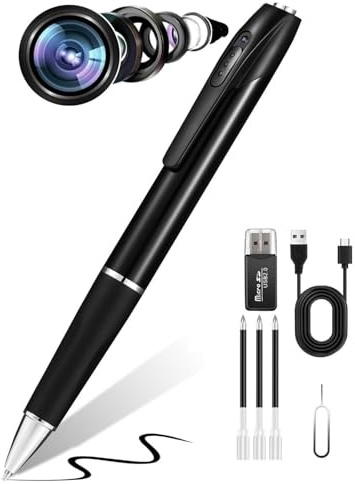 WIWACAM 2025-gen Stiftkamera: 1080P Full HD, H.265 Mini Kamera, überwachung Kamera Tragbare kleine Überwachungskamera für Klassenzimmer Büro Besprechung Reise