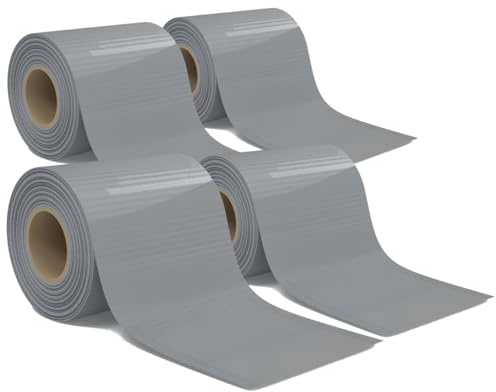 4er Set PVC Sichtschutzstreifen für Doppelstabmatten 4x 35 m x 19 cm inkl. 30 Clips je Rolle | wetterfest, UV-beständig, bruchsicher | Anthrazit, Grau oder Grün | Garten Zaun Blende (Grau)