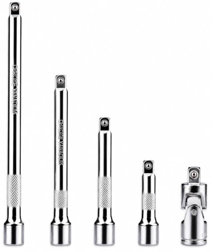 Tomoyuki 4 Pcs Rallonge Cliquet 1/4, Rallonges Douille Longue 1/4 | Rallonge Visseuse pour Douilles à Impact pour Clés à Cliquet (50 mm, 75 mm, 100 mm, 150 mm), avec 1 Adaptateur