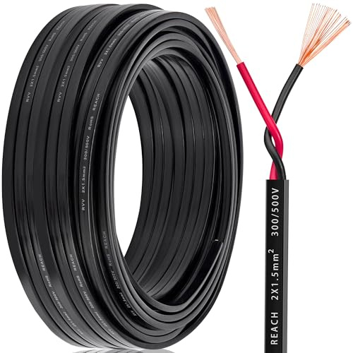 DARKGUARD 2 Adriges Anhängerkabel - 2x1.5mm² Kupfer Kabel für Anhänger 2 Polig 12V/24V - KFZ Elektrokabel Lichtkabel Anhängerbeleuchtung Kabel für Wohnwagen Caravan Boot (10M Flachkabel)