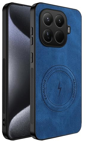 teroxa Coque pour Xiaomi Mi 15T Pro, protection d'objectif d'appareil photo, coins en TPU résistant aux chocs, coque arrière en cuir compatible avec MagSafe (bleu)