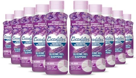 COCCOLATEVI Profumatore Bucato, Essenza Bucato da utilizzare come Profumatore Bucato Lavatrice e Asciugatrice, Profumatore Casa o Detergente Pavimento 300 ml (Confezione da 10) (Glicine del Giappone)