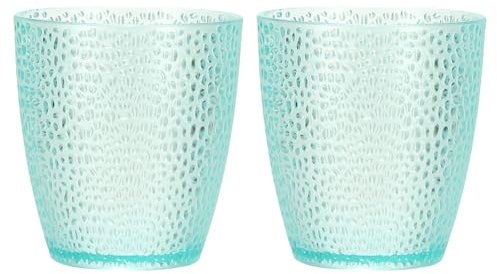 QUARKZMAN Verres A Boire Reutilisables En Plastique Transparent, Lot De 2 Verres A Boire En Plastique Incassables Empilables Pour Biere Cocktail Eau Jus Whisky (Bleu, 2Pcs)