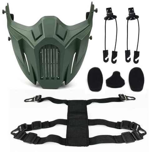 Demi-Masque D'airsoft, Masque Tactique de Paintball Léger et Pliable, pour Les Sports de Plein Air et Les Déguisements(Green)