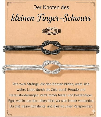 Cosblisvia Lot de 2 Bracelets de Couple, Bracelets d'Amitié, Bracelet en Duo avec Nœud pour Amoureux, Couples, Amis pour Quotidien, Fête, Voyage (17.7cm Or)