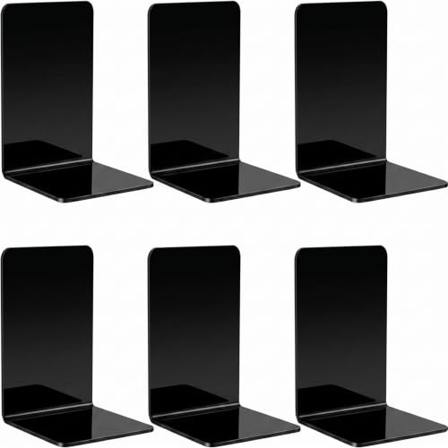 6 st bokstöd, bokstativ, bokstöd, akryl bokhållare hylla, bokhållare bokhållare, svart, bokhållare halkfria för barn, skola, kontor, hem, bibliotek