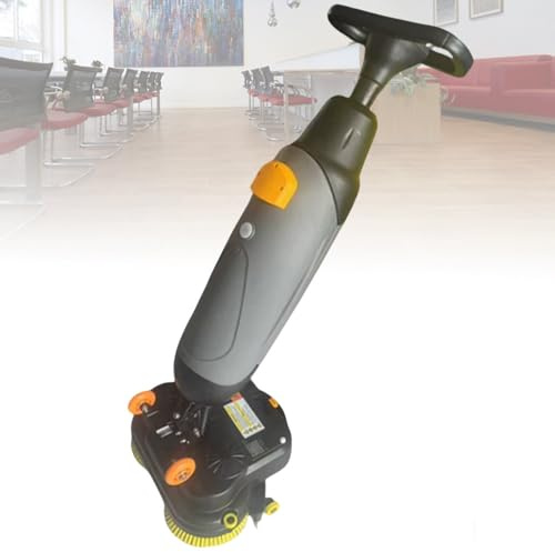 ShaiVrissian Compact Walk Behind Commercial Floor Scrubber Dryer,Professional-Grade Mini Floor Scrubber,360° Steering,No Water Spots,for Workshops,Supermarkets,Hotels Gray