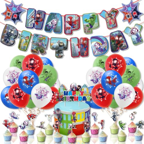 Birthday Party Decoration Supplies Happy Birthday Banner, Balloons and Decorative Cake Toppers