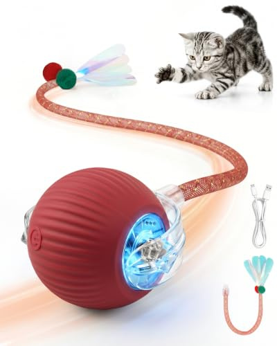 Interactive Cat Toy Ball for Indoor Cats, Rechargeable, Motion Activated | 3 play modes, motion-activated, auto sleep, bird chirping, carpet-compatible, silicone shell, USB-C rechargeable