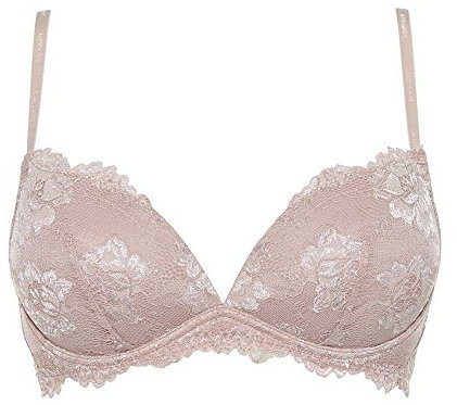 LORMAR Reggiseno Push Up Desiderio in Pizzo Senza Ferretto con Coppe Graduate a Scollatura Profonda - Coppa B Disponibile nei Colori Bianco, Nero e Noisette