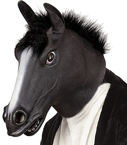 W WIDMANN MILANO Party Fashion - Maschera a testa intera cavallo con peli di peluche, maschera animale, per carnevale, festa a tema