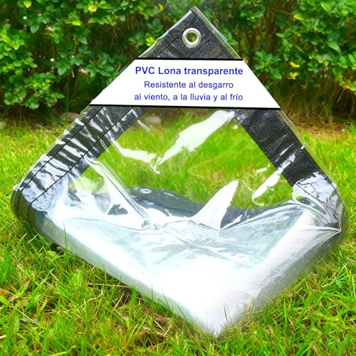 SDFVSDF Plane Transparent Mit öSen, wasserdichte Abdeckplane Transparent, 0.3mm PVC-Kunststoffplane für Terrasse, Pavillon, Terrassen, Windschutz, AußEnbereich, 420g / M², Größe: 1m×2m