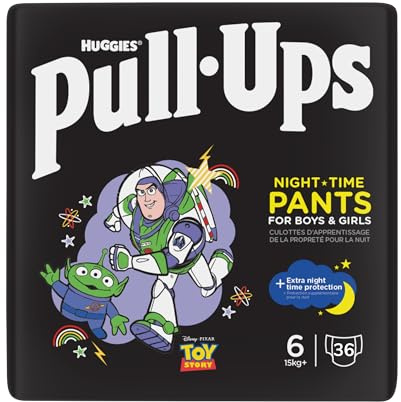 Huggies Klimmzüge Sneaker Nachtwindel Hose für Jungen 2-4 Jahre - Größe 6-7 Pull Up Windeln (36 Hosen) - Extra Nacht Schutz - Unterstützung für konsistentes Töpfchentraining Routinen