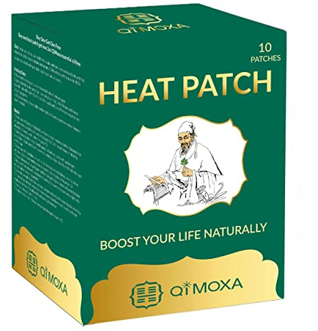 QiMoxa Natural Heat Patch-Neck, Shoulder, Back, Elbow, Joint, Muscle, Cramps-Moxibustion Vital Energy Heating Pads Penetrate Deep-Fast Acting Packs-Long Lasting Patches-10PCS