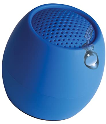 Boompods Zero Mini Bluetooth Lautsprecher - tragbarer Outdoor Lautsprecher, IPX6 Wasserschutz & 5 Std. Akkulaufzeit, Kabelloser Mini Musikbox mit Mikrofon & Selfie-Funktion für Reisen, Blau