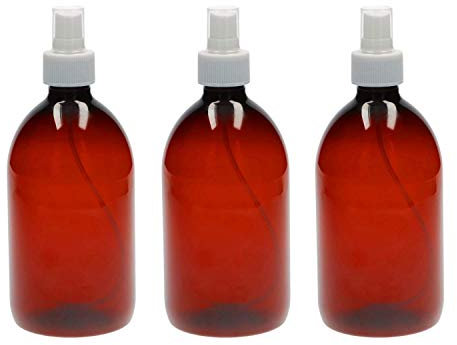 VENTON Botellas grandes marrón de plástico (1 L) con tapa (juego de 3 unidades, bomba de pulverización)