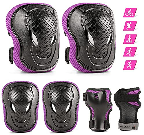 ValueTalks Kinder Schützer inliner Schonerset Schutzausrüstung Kinder Knieschoner Ellenbogenschoner Rollschuhe Schützer Protektorenset für Skateboard Roller Skaten Fahren Outdoor Sport