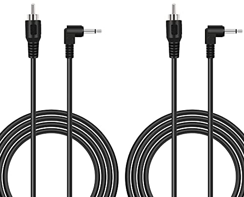 Bolvek 2 Pack 6ft RCA Male to 3.5mm 1/8 inch 90 Degree Right Angle Monaural Mono Male Plug Jack Connector Audio Converter Cable for Pre-Amp Subwoofer Soundbar Speakers
