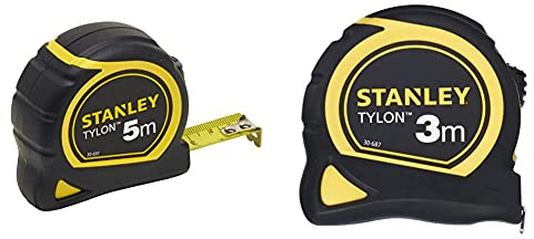 Stanley 1-30-697 - Mètre Tylon Bi matière 5m X 19mm - Ruban Anti-Corrosion - Blocage Du Ruban - Position Du Zéro Réel - Classe Ii & Mesure 3 m x 13 mm bi-matière Tylon Multicolore