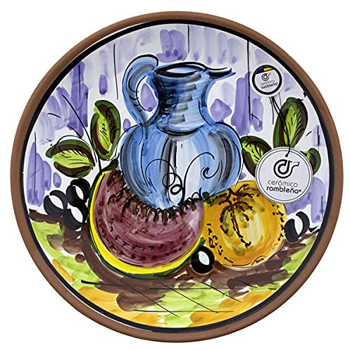 CERÁMICA RAMBLEÑA | Plato Decorativo de Pared Modelo D43 | 100% Decorado a Mano | 28x28x4.5 cm