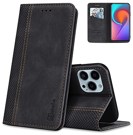 AKABEILA Hülle Kompatibel mit iPhone 13 Pro Max, Premium PU Leather Flip Folio Wallet Book Case Hülle Cover with Magnetic Closure Stand Card Slot