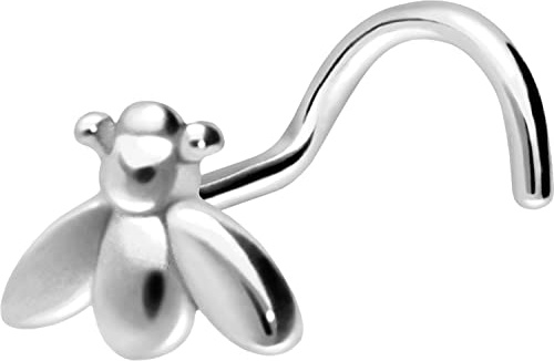 PIERCINGLINE Chirurgenstahl Nasenstecker Spirale BIENE Nasenpiercing Nostril Piercing Silberfarben