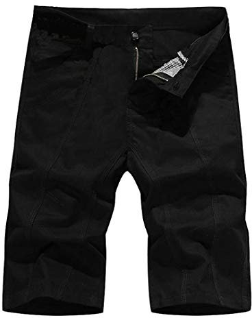 Herren Overalls Shorts Klassischer Stil Baumwolle Slim Fit Baumwolle Kurze Hosen, Schwarz , 30W