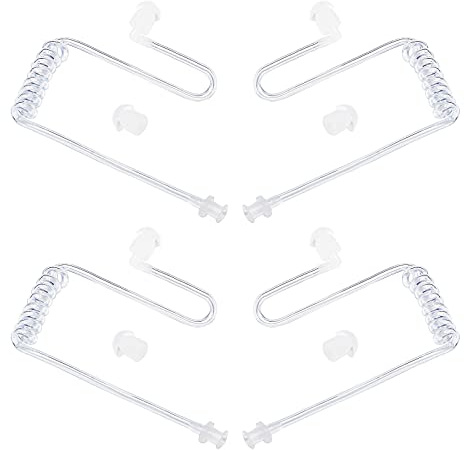 HYSHIKRA Ersatz verdeckte akustische Luftspule Audioröhre kompatibel mit Motorola Kenwood Baofeng Sprechfunkgerät FBI Sicherheit Hörmuschel Headset (Transparent, 4 Pack)