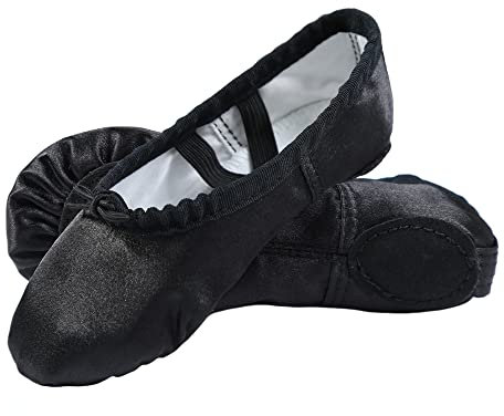 APTRO Ballet Shoes Ballerina Shoes Split Sole Gymnastics Dance Shoes Flats for Girls Adults Black,6 UK,39
