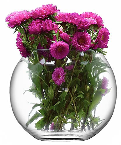 SOLAVIA Large Glass Round Fish Bowl Vase For Flowers 3 litres H20cm D15cm high Sphere, Vase For Candles Bowl Clear