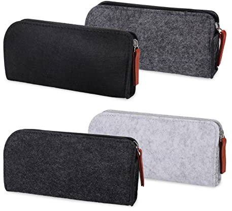 umorismo 4 Stück Filz Mäppchen, Federmäppchen Multifunktions Briefpapier Beutel Kosmetiktasche mit Reißverschluss für Stifte Bleistifte Leuchtmarker Andere Schulbedarf