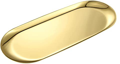 GNCLOUD Golden Dinner Plate 1pcs, Stainless Steel Dinner Plate, Decorative Dinner Plate for Dinner, Desserts (Medium)