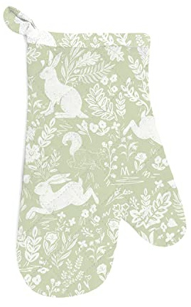Le Chateau Textiles William Morris Inspired Forest Life Sage Green Single Oven Glove/Gauntlet