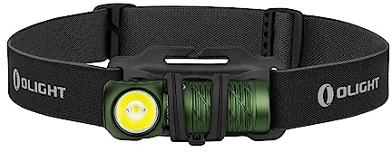 OLIGHT Perun 2 Mini Stirnlampe Wiederaufladbar 1100 Lumen, 10 Tage | 5 Lichtmodi, Kopflamp mit Weiß- & Rotlicht, USB, 150 m, wasserdichte IPX8, mit Stirnband für Campen, Angeln, Joggen, Grün
