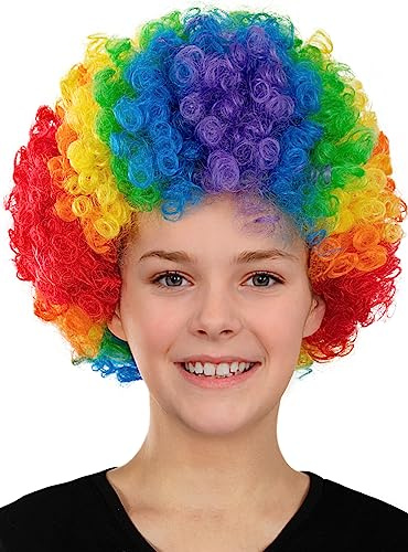 Funidelia | Clown Perücke Regenbogenfarben für Jungen und Mädchen Clowns, Zirkus, Lustige & Ausgefallene - Zubehör für Kinder, Zubehör für Kostüm - Bunt