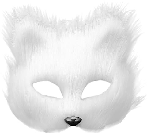 SAFIGLE Fuchs Maske Weiß Halbe Tiermaske Zum Bemalen FüR Fasching Halloween Karneval Maskerade Leicht Und Bequem Mit SichtlöChern FüR Party