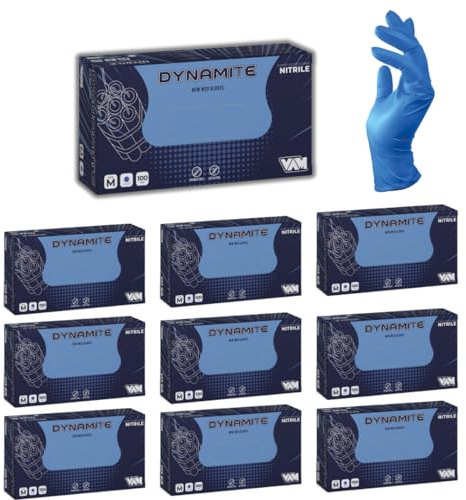 VAM DYNAMITE Guanti in Nitrile Blu 7,2 g ULTRA RESISTENTI, 100% DI SPESSORE in più rispetto al nostro guanto Starblue, per Sanità, Alimentare, Pulizia, Ferramenta, Ind. Chimica, Automotive (1000, L)