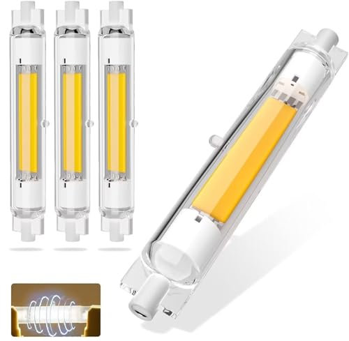 R7S LED Lampe 118mm 30W Dimmbar, Kaltweiß 6000K 3000LM, 30W R7S COB LED Lampen Ersatz für J118 200W 300W Halogen Leuchtmittel, 360°Strahlbeleuchtung, Kein Flackern, AC 220-240V, 4er Pack