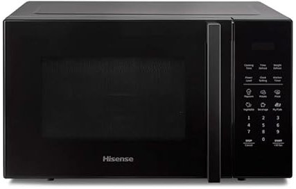 Hisense H29MOBS9H - Microondas Digital 29L, 900W, Revestimiento Cerámico, Cristal Premium, 10 Niveles de Potencia, Cocción Multifase, Función Descongelación, Fácil Limpieza, Negro