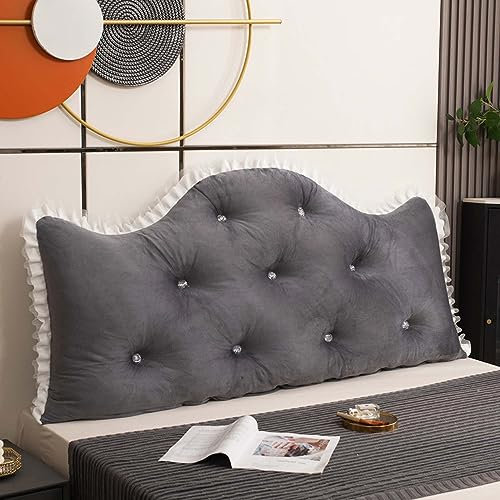 GOFOHIMI Großes Kopfteil Im Prinzessinnen-Stil, Lesekissen für Bett und Sofa, Keilkissen, Rückenpolster für die Wand, Sitzkissen, Wandkissen, groß mit waschbarem Bezug - Ideal zum Anlehnen im Bett